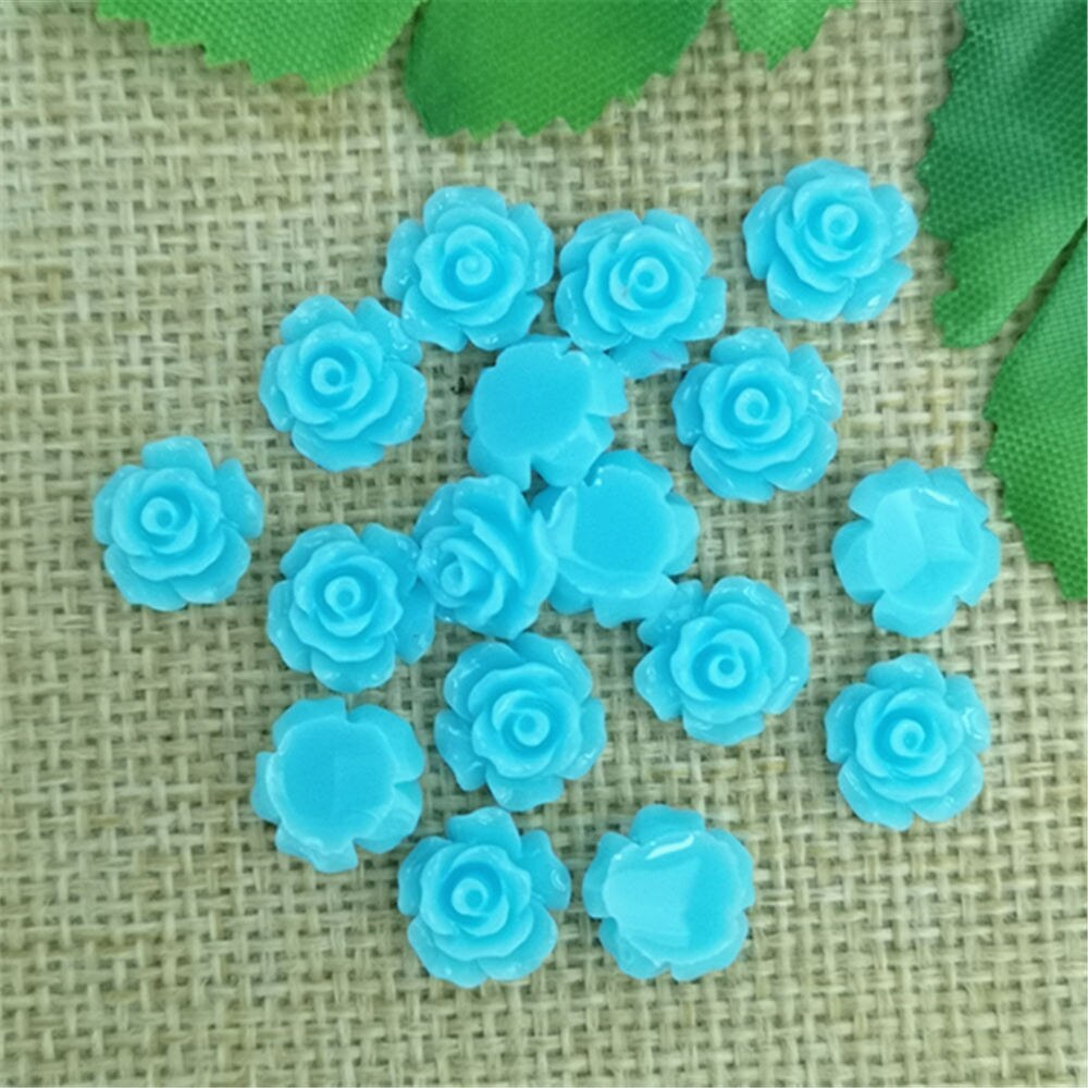 80pcs Resin Rose Kralen Knoppen Versieringen Scrapbooking DIY Craft 10mm: Lightblue