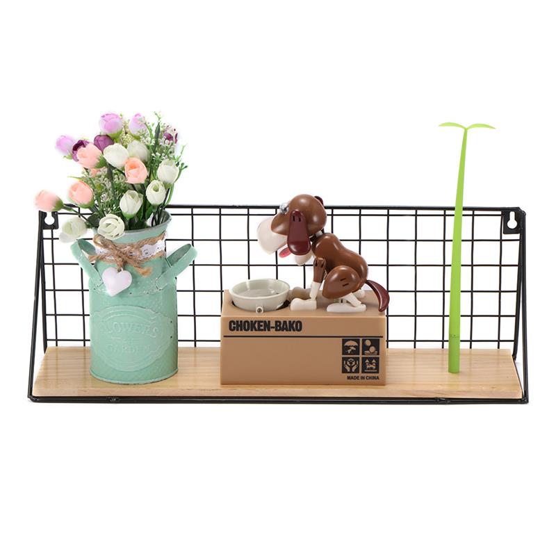 Wooden Iron Wall Shelf Wall Mounted Storage Rack Organization For Kitchen Bedroom Home Decor Kid Room DIY Wall Decoration Holder