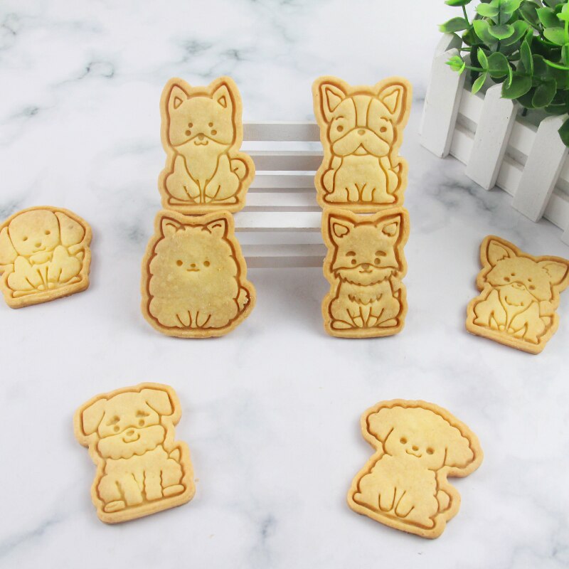 1Pc Hond Cookie Cutters Biscuit Mold Vorm 3D Cookie Plunger Cutter Cartoon Cookie Embosser Mold Fondant Icing Biscuit Snijden sterven