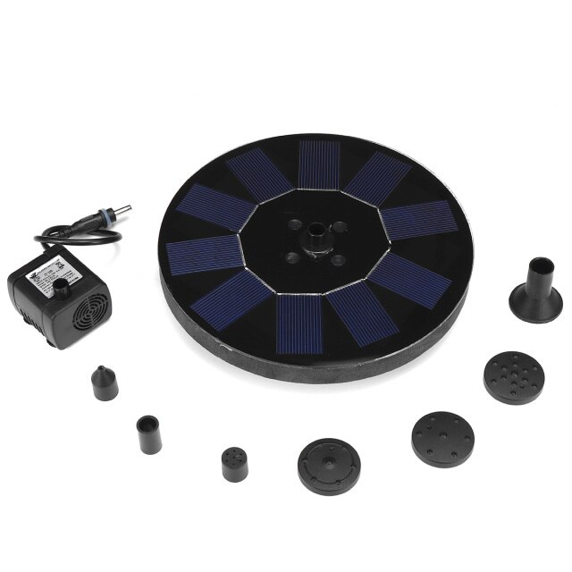 6 LED Solar Fountain Pump 7V/3W Portable Floating Solar Powered Water Fountain Pump for Birdbath Backyard Pond Pool Garden Decor: 4 LED-5 nozzles