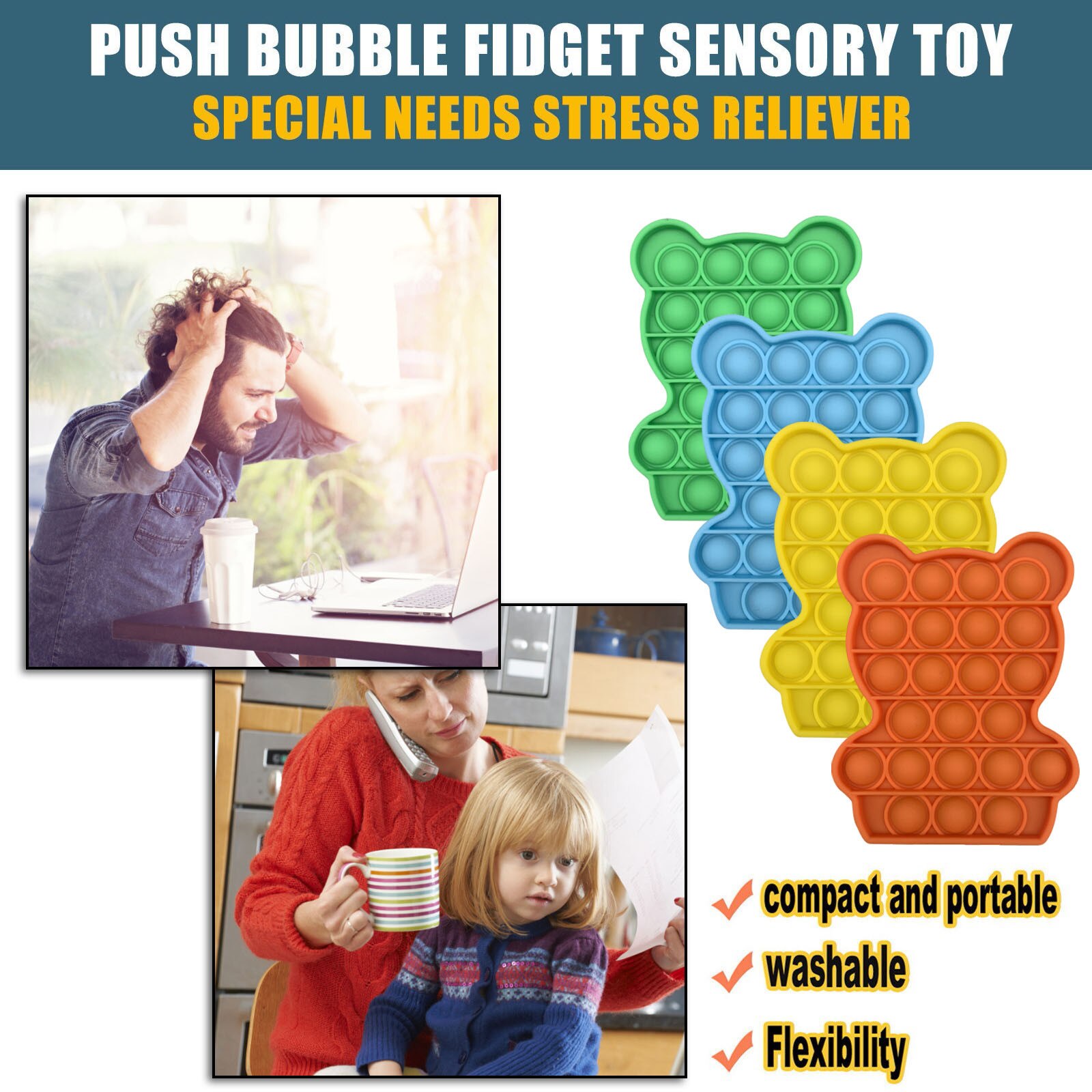 4pc zwierząt niedźwiedź naciskać bańka denerwować zabawka sensoryczna zabawki antystresowe autyzm specjalne potrzeby naprężenie Reliever wycisnąć Tsquishy zabawka