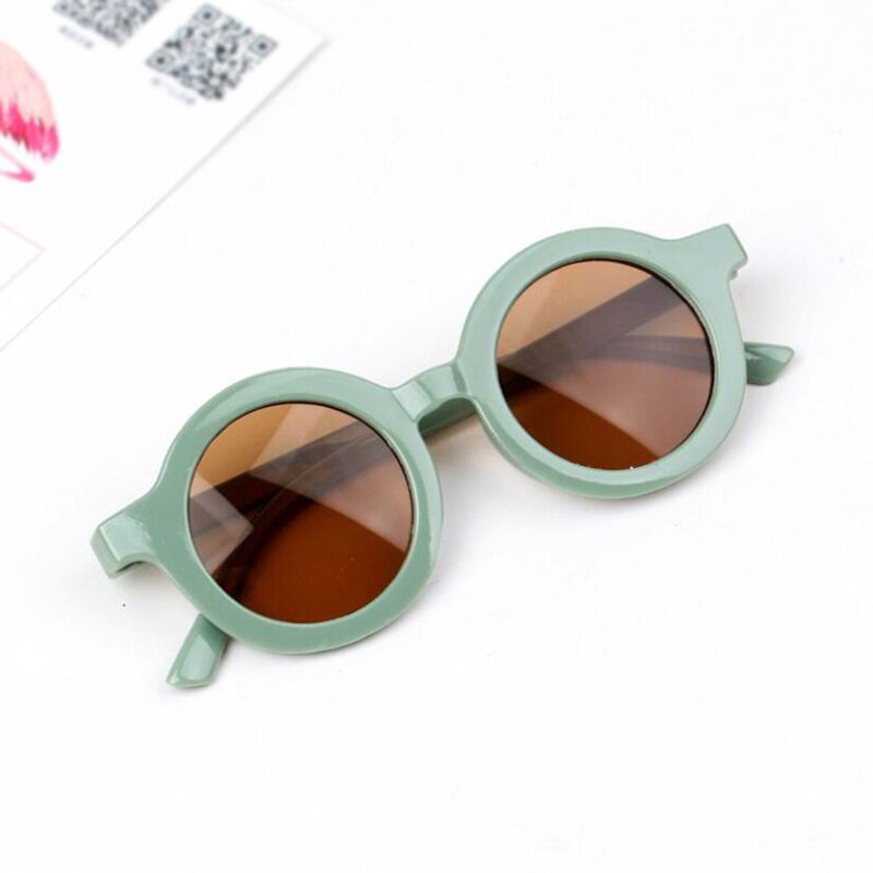Gafas de sol con forma redonda para niños y niñas, anteojos de sol infantiles bonitos con de dibujos animados, gafas de sol redondas de estilo urbano, gafas de bebé: green