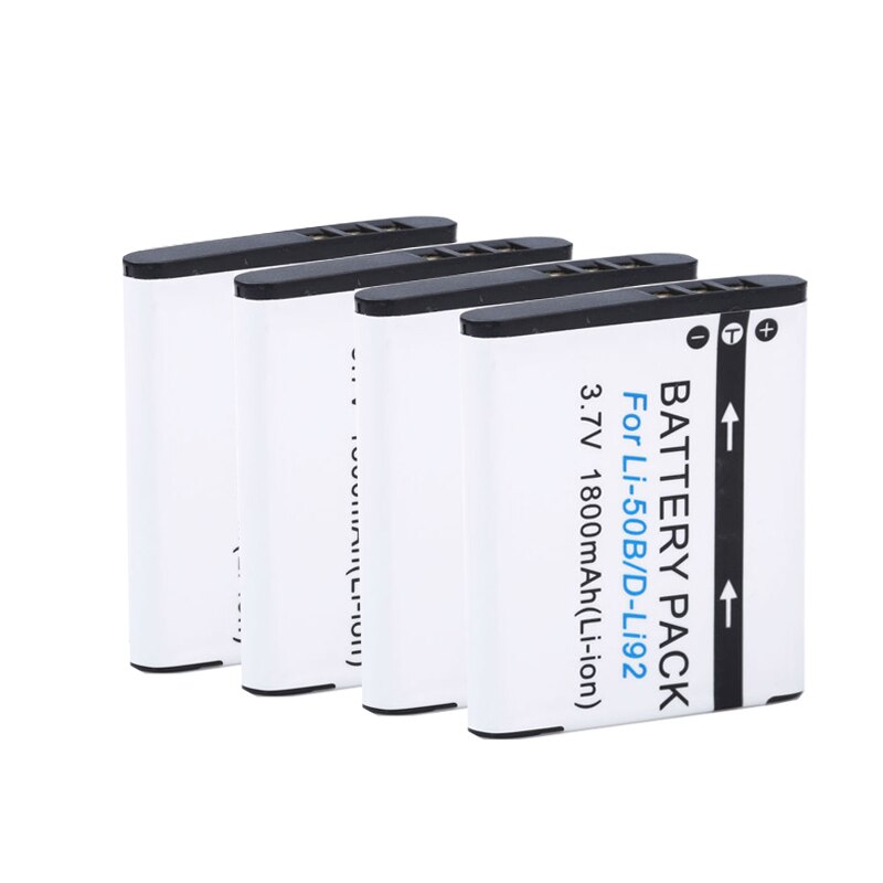 Li-50B Li50b Batterij D-LI92 Li-Ion Camera Batterij Voor Olympus Li 50b Batttery Voor Pentax XZ-1 SP-800UZ SZ-30 D Li92: 4pcs battery