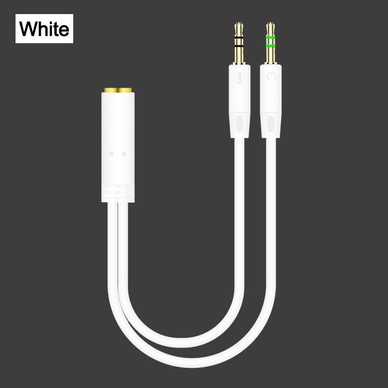 3.5mm Jack Splitter for phone Computer Laptop Adapter Audio Splitter Headphone Adapter Cable Aux Extension Cable Mic Y Splitter: A-White