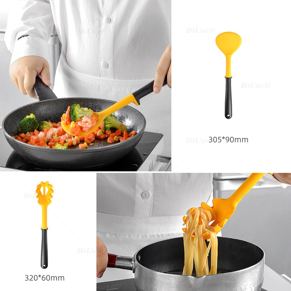 Silicone Kitchenware Set Kitchen Utensils Kit Avoid Contact Countertop Support Cooking Shovel Spoon 11 Pcs Set