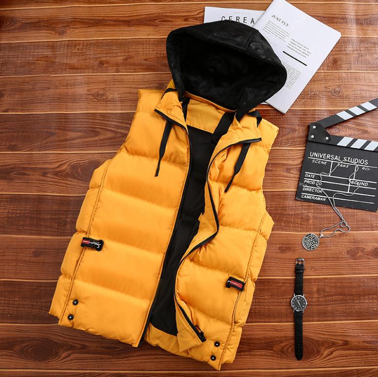 Newest Autumn Spring Men'S Large Size Cotton Waistcoats Hooded Casual Sleeveless Jackets Detachable Hood Male Waistcoats J3192