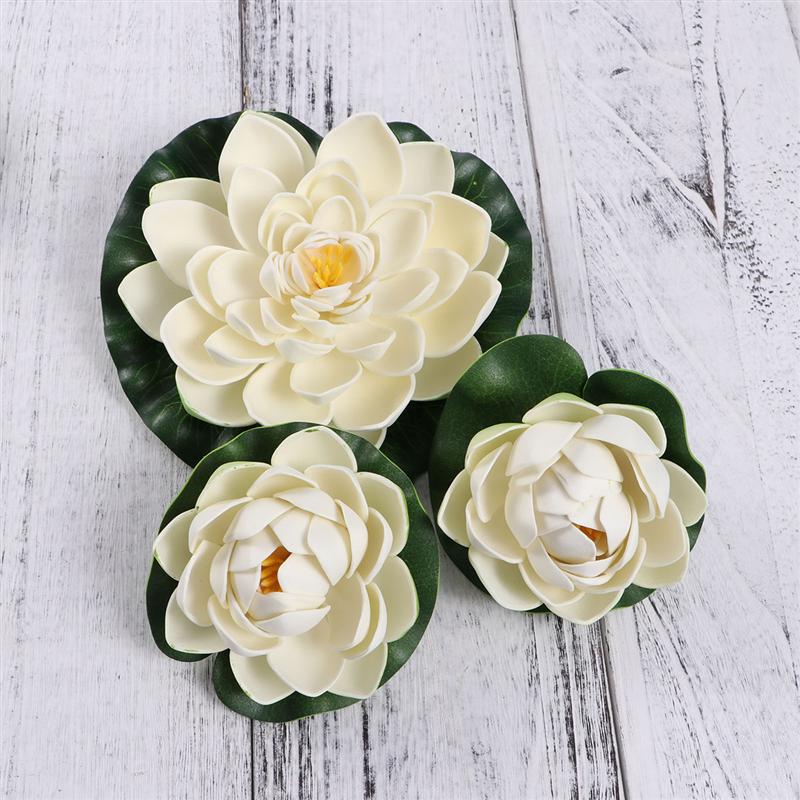 6pcs Artificial Pond Plants Lotus Lilies Simulation Lotus Leaf Water Lily Home Decoration (White)