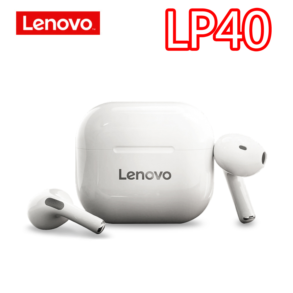 Lenovo LP40 XT82 XT92 XT96 Bluetooth 5.1 słuchawki bezprzewodowe słuchawki HiFi Stereo Bass sterowanie dotykowe zestaw słuchawkowy do gier z mikrofonem: LP40 White