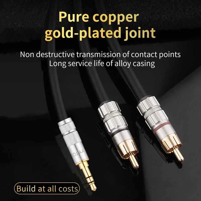 YYTCG-CM Aux-kabeladapter, tv-audiokabel, pc-versterker, thuisbioscoop, dvd-luidsprekerkabel, 3,5 mm naar 2RCA, 3,5 mm