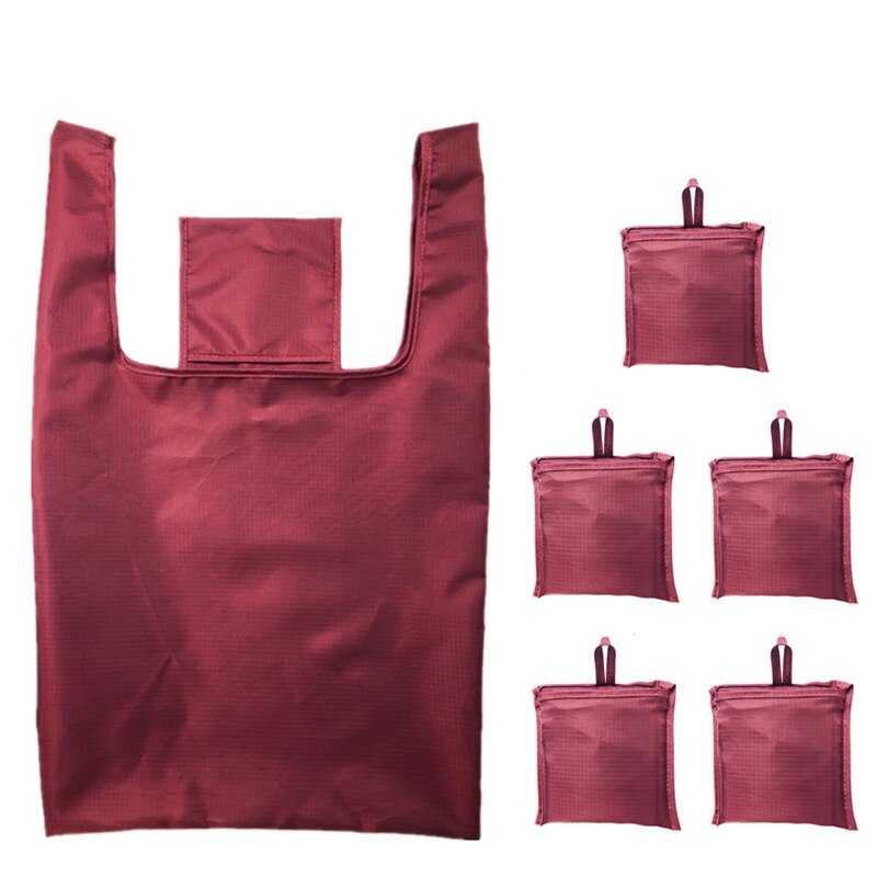 Milieubescherming Oxford Doek Bakken Waterdichte Draagbare Pure Color Grote Capaciteit Boodschappentas Herbruikbare Opvouwbare: jujube red