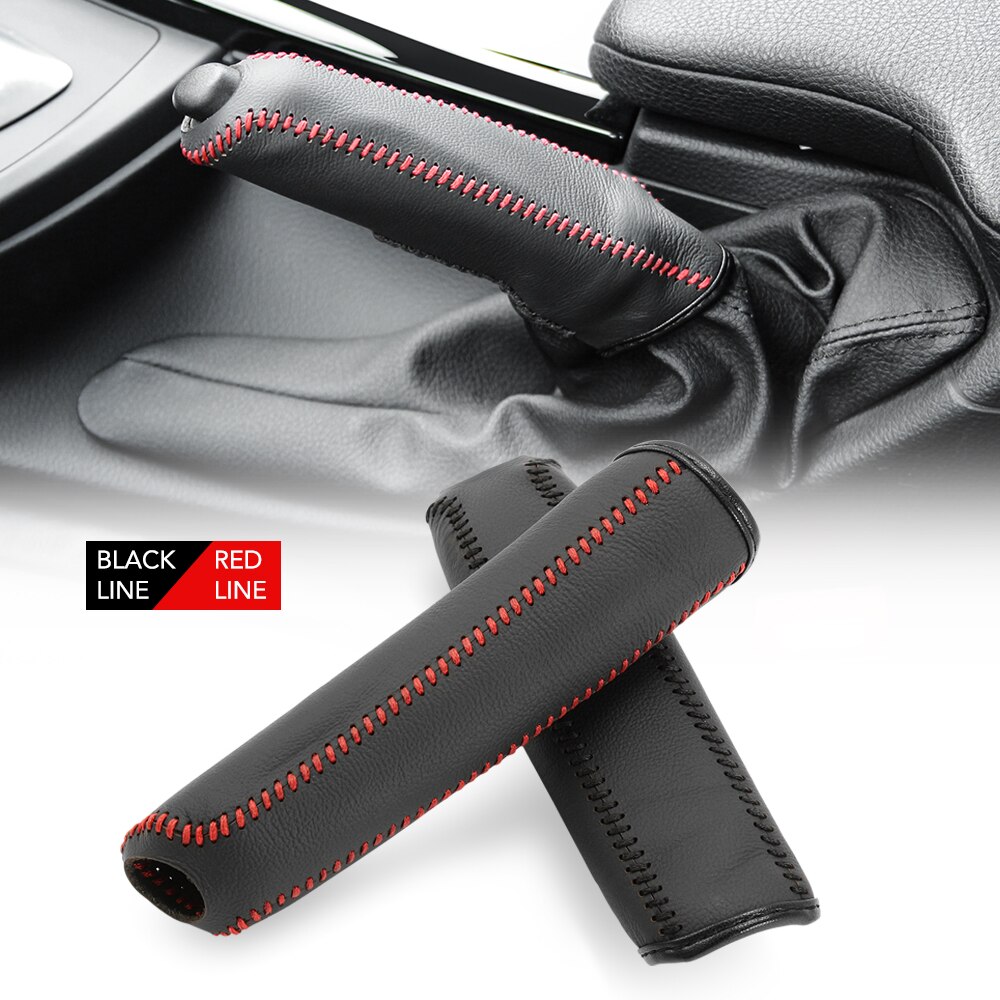 Lederen Handrem Cover Beschermhoes Voor Honda / Accord / Civic 8, Zwart + Rode Lijn