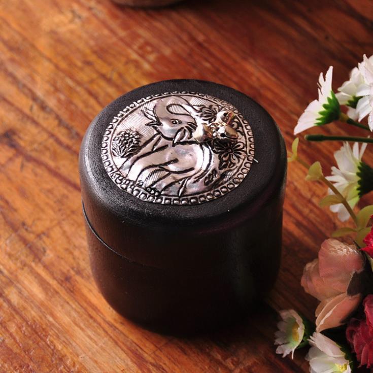 Caja de palillos de dientes creativa, viento de Tailandia, elefante una pieza de estaño, coccoloba de madera de mango, características de artesanías, palillo de dientes titulares ~