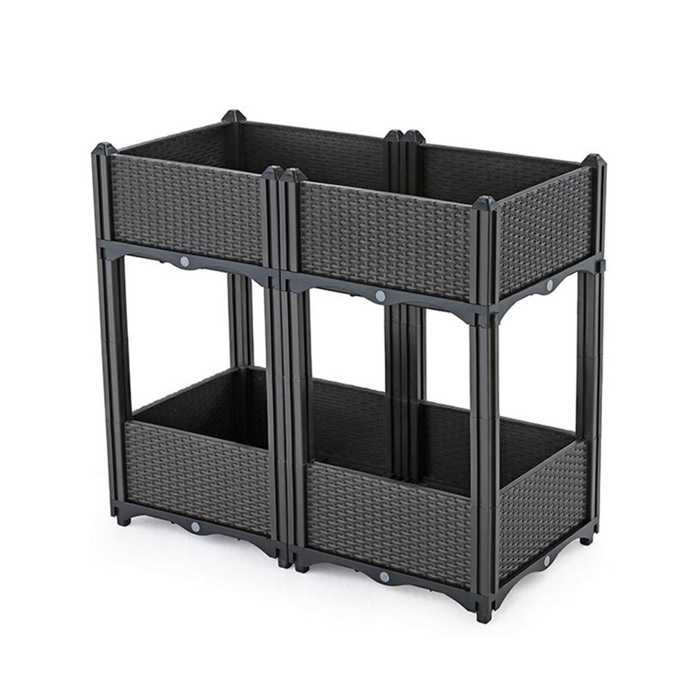 European Family Balcony Vegetable Pot Modern Planting Box Rectangle Family Balcony Plastic Flower Pot Raised Garden Bed