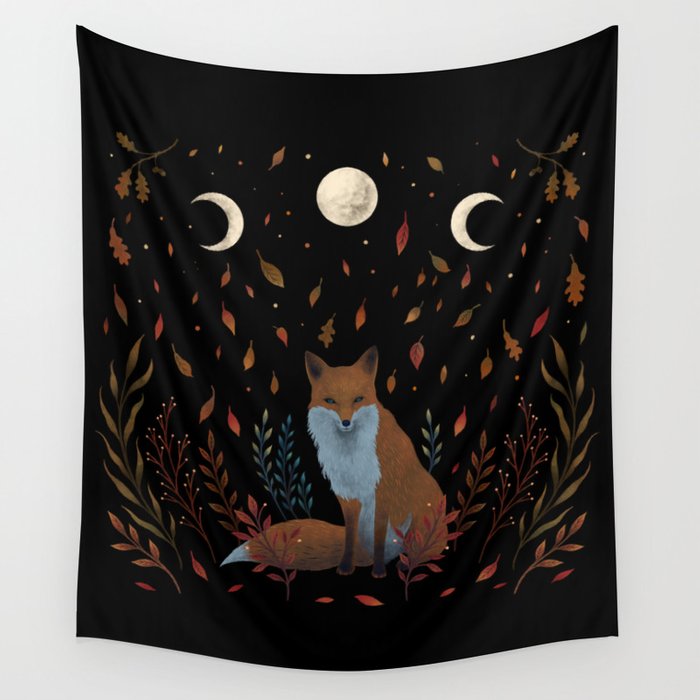 Herfst Vos Tapijt Muur Opknoping Kamer Tapijt Dorm Psychedelische Maan Wandtapijten Art Woondecoratie Accessoires Woonkamer Decor