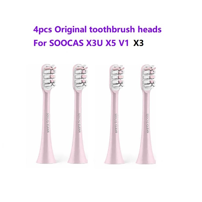 Soocas X3U X3 X5, cabezales de repuesto para cepillo de dientes Xiaomi Mijia X3U V1, cabezal de cepillo de dientes, original, Sónico, eléctrico: 4Pcs Pink