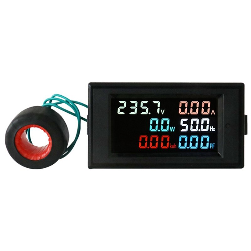 D69-2058 Voltmeter Amperemeter Power Factor Elektrische Energie Frequentie Meter Digitale Panel Wattmeter Lcd Volt Amp: Black