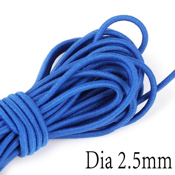 Cuerda elástica de 5 metros de largo, 2,5mm de ancho, banda de goma redonda colorida de , línea elástica para accesorios de costura artesanal: Blue