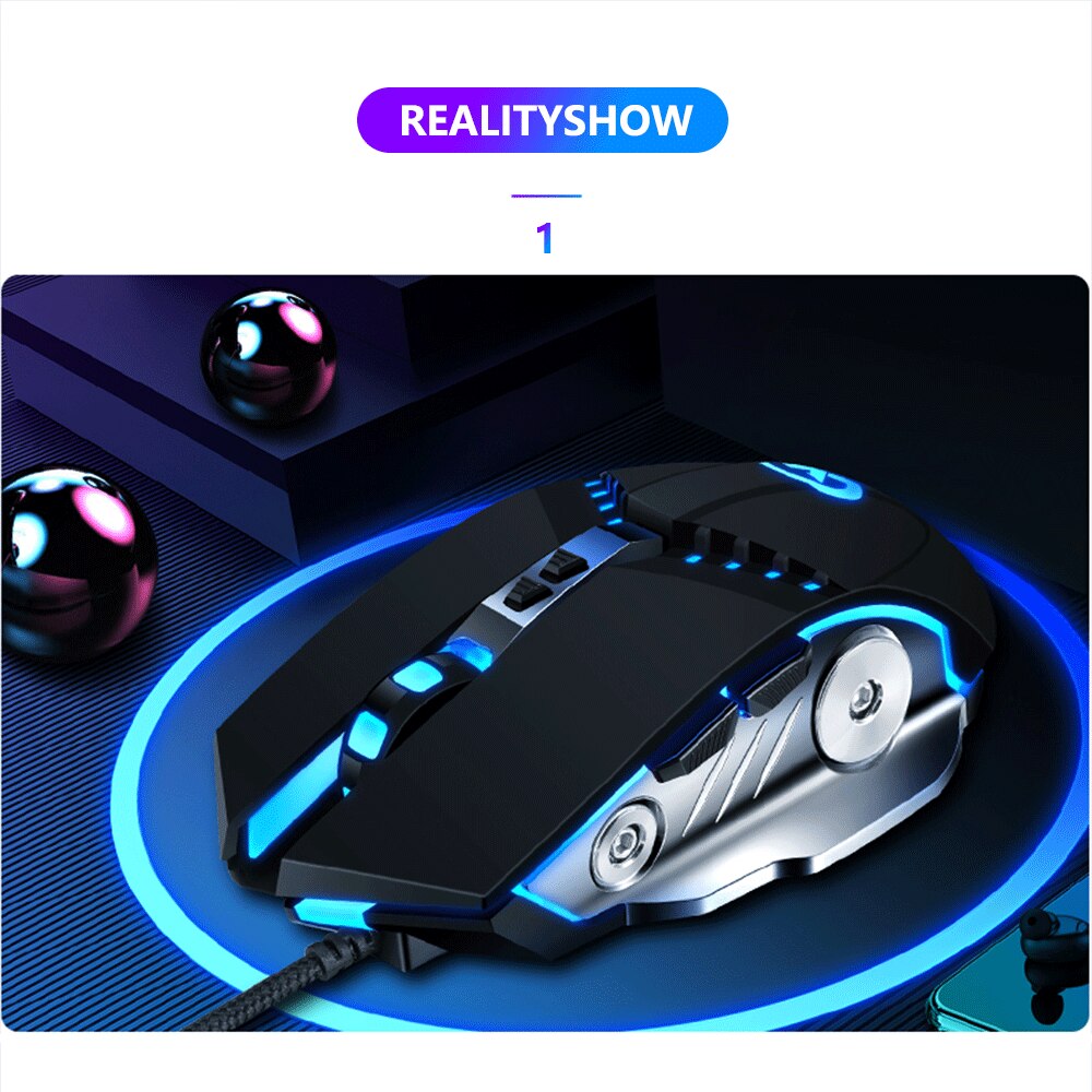 Gaming Mouse Mechanical Feel Adjustable 3200DPI LED Color Wired USB Mice For PC Laptop Gamer