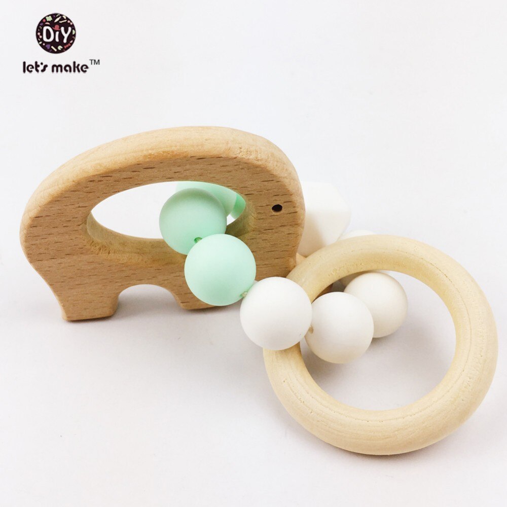 Bijtringen houten speelgoed dierenvormige sieraden bijtringen voor baby's organische houten siliconen kralen baby rammelaar kinderwagen accessoires speelgoed: Type 7