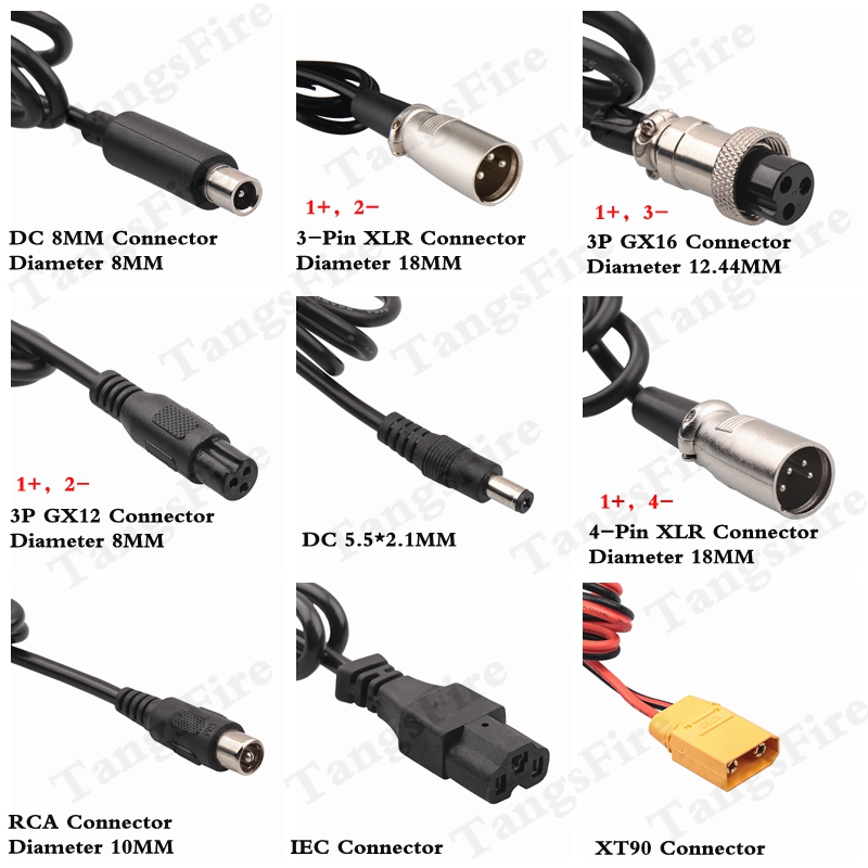 42V 4a 18650 Lithium-Ladegerät 10er Serie für 36V Li-Ionen-Akku Ladegerät wählbarer DC/XLR/GX16 Hochwertiger Stecker