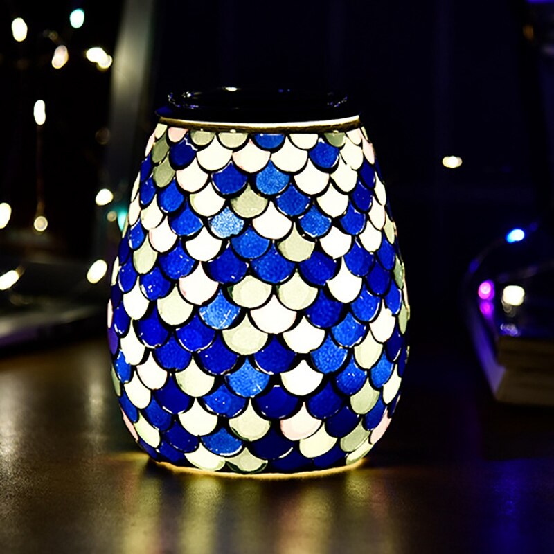 Difusor de aceite esencial, calentador de cera de vidrio, quemador eléctrico de cera de incienso, fragancia, luz nocturna, Aroma, decoración de decorativos