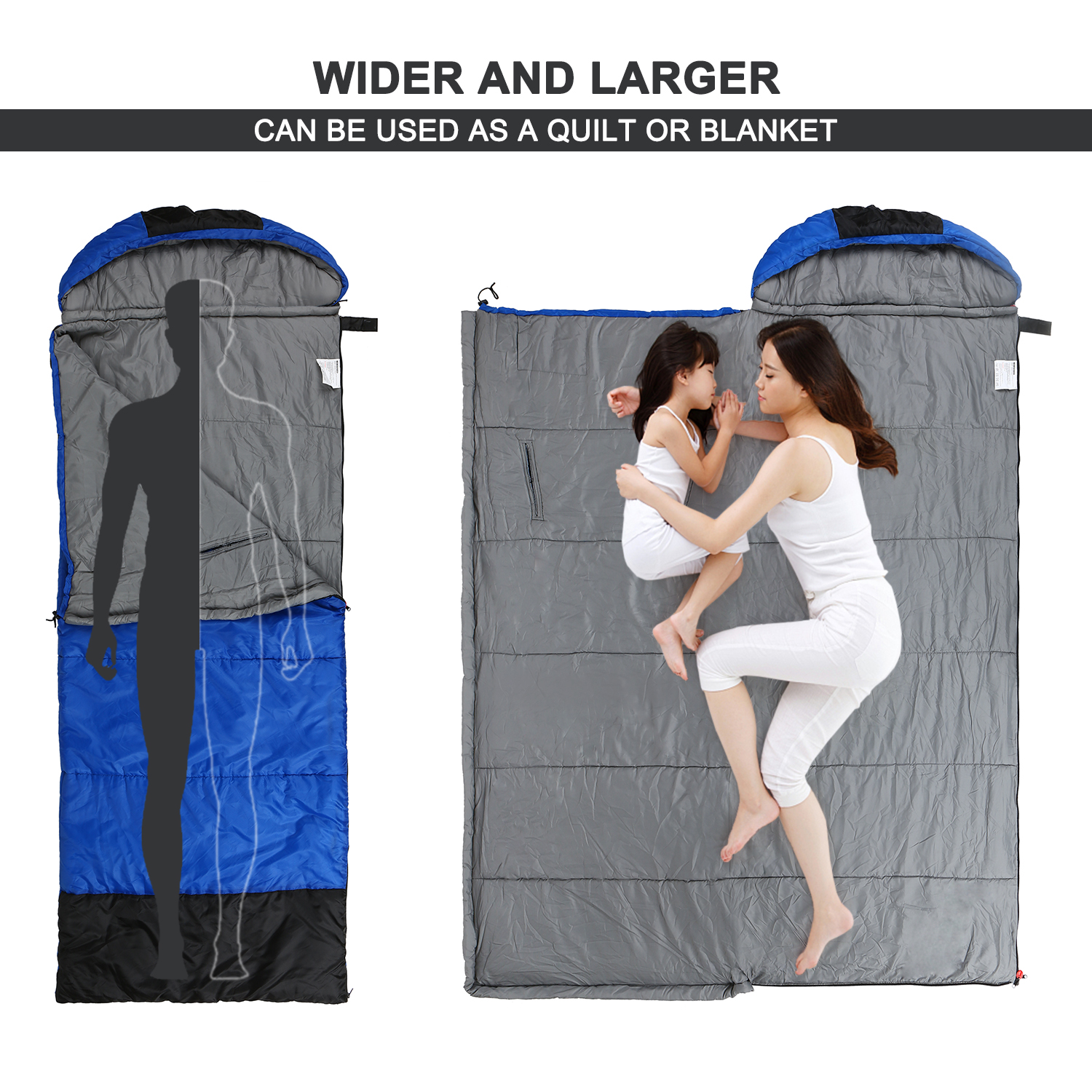 Lixada kopertowy śpiwór z zapinanymi na zamek otworami na ramiona i stopy odkryty sprzęt biwakowy turystyka z plecakiem podróżowanie