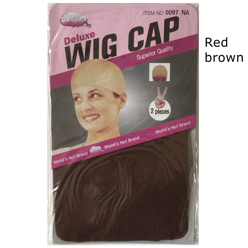 10 Stuks Bruin Pruik Cap Haarnetje Haar Mesh Pruik Weven Cap Rekbare Elastische Haarnet 5 Kleur 2 Stuks/pak: Red brown