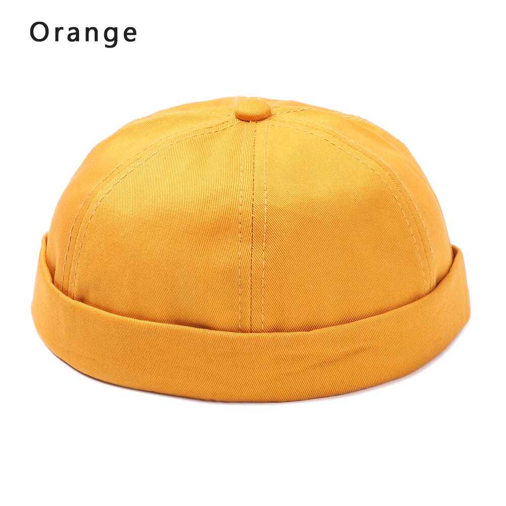 Sombrero Brimless para hombres y mujeres, capó ajustado de algodón, gorra de Skullcap roja pequeña juvenil, gorra sin visera negra para verano, boina de reloj marinero Docker: orange