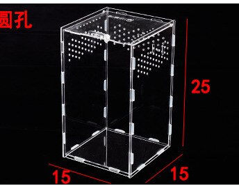 30*20*15cm krybdyr kasse samlet krybdyr terrarium holdbar gennemsigtig akryl koldblodede dyr kasse kæledyrs insektforsyning  c22: 1