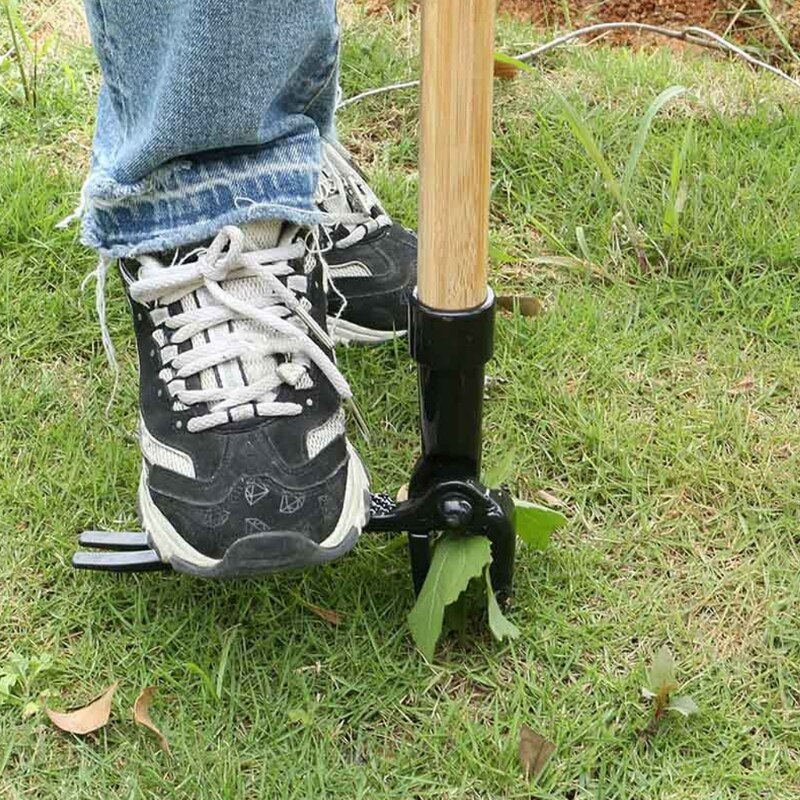 Garden Weeder Durable Root Removal Tool Chemical Free Weeding with Handle Protect the Spine Useful Garden Tools
