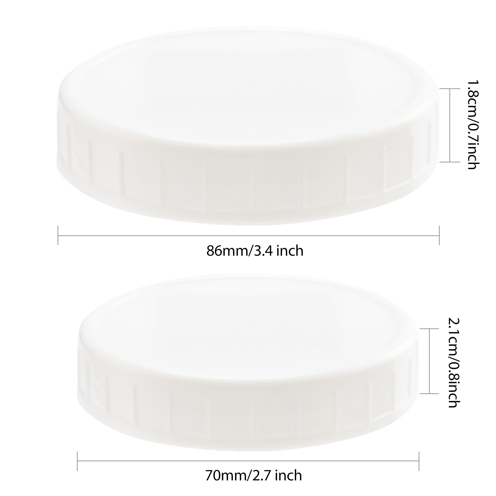 10pcs Mason Jar Lids Unlined Ribbed Plastic Cup Lid Regular Mouth Mason Cannings Leakproof Storage White Bottle Caps Cover