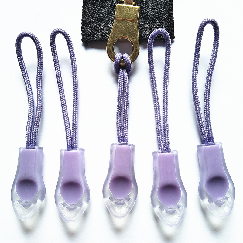 50Pcs Backpack Zipper Transparent Pull Cord Zip Fastener Zip Slider: 50pcs light Purple