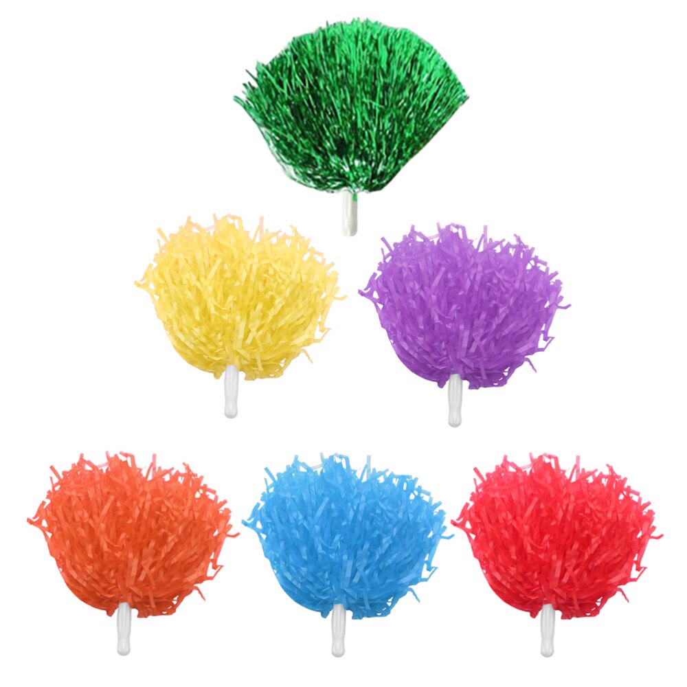 12Pcs Cheerleaders Levert Juichen Poms Juichen Guirlande Shiny Juichen Ballen Met Handvat (Blauw + Geel + Paars + oranje + Re