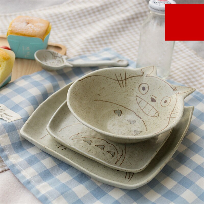 Chinchilla couverts bol à Dessert rond, cuisine créative dessin animé peint à la main vaisselle en céramique, assiettes à dîner cuillère plats carrés