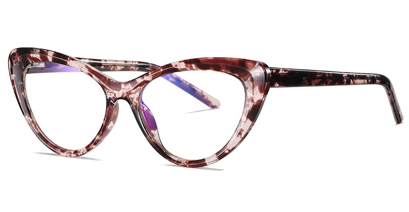 Peekaboo-gafas transparentes de ojo de gato para mujer, accesorios para mujer, gafas de bloqueo de luz azul, decoración en negro y marrón: pattern with clear