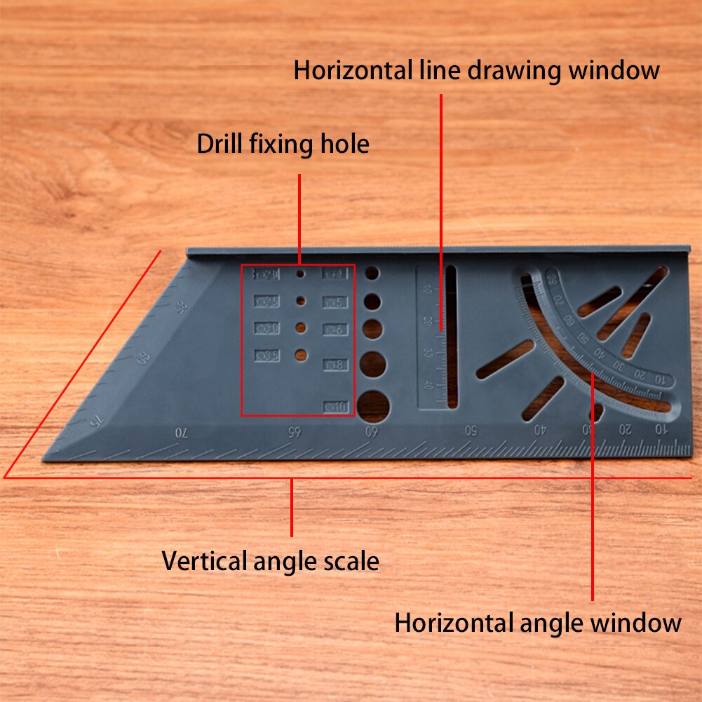 1pc Wood Working Ruler 45 Degree and 90 Degree 3D Mitre Angle Measuring Gauge Square Size Measure Tool for School Office