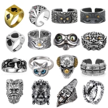 Anillos góticos Retro Para hombre y mujer, joyería de aleación de acero de titanio, color plateado antiguo, estilo Hip Hop, Rock