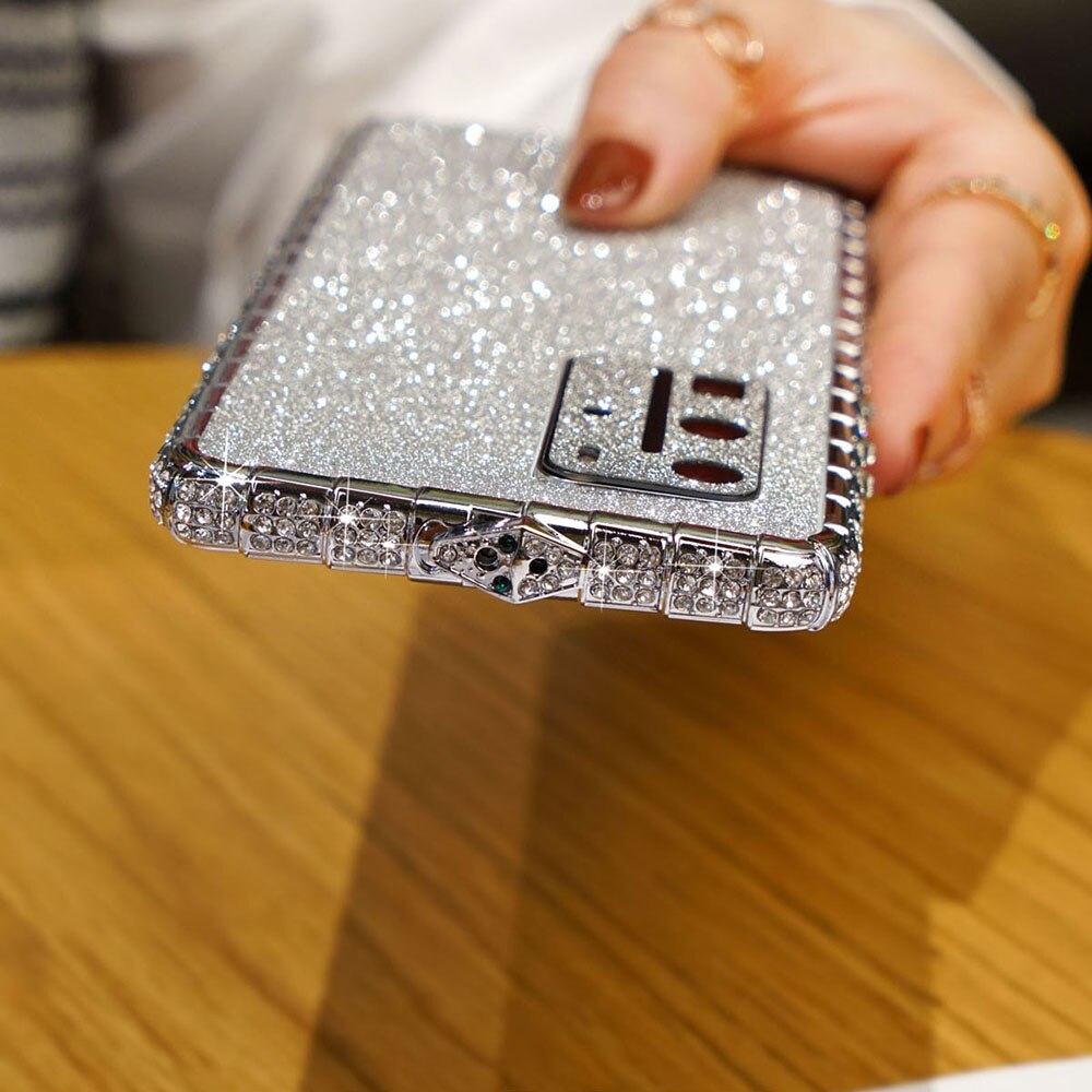 Luxo strass caso de metal amortecedor para huawei p40 pro caso bling glitter cristal diamante p40 capa coque para huawei p40 funda: Huawei P40 / Silver