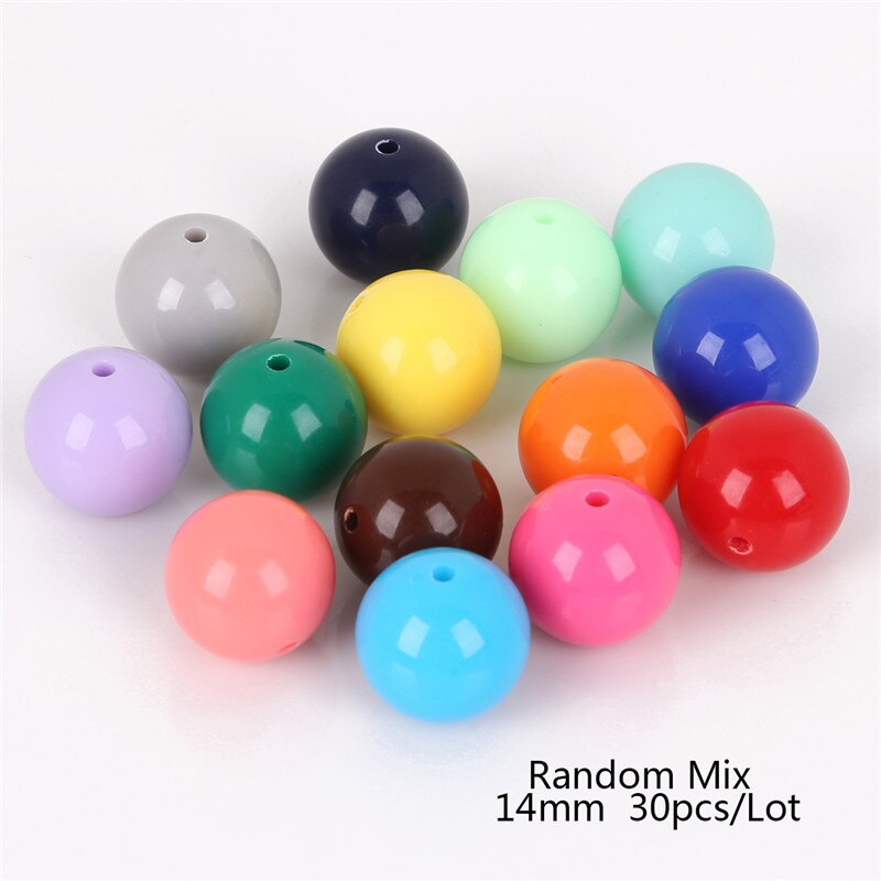 ! 6mm-16mm Diameter Mixed Color Shiny Plastic Acrylic Loose Spacer DIY Round Ball Beads for Jewelry Findings Making: 14mm