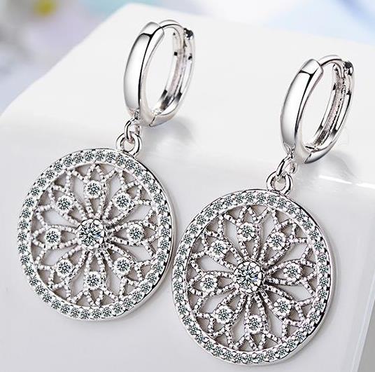 DIEERLAN Luxus Trendy 925 Sterling Silber Große Hohle Runde Hoop Ohrringe für Frauen Hochzeit Erklärung Schmuck Brincos Pendientes: Default Title