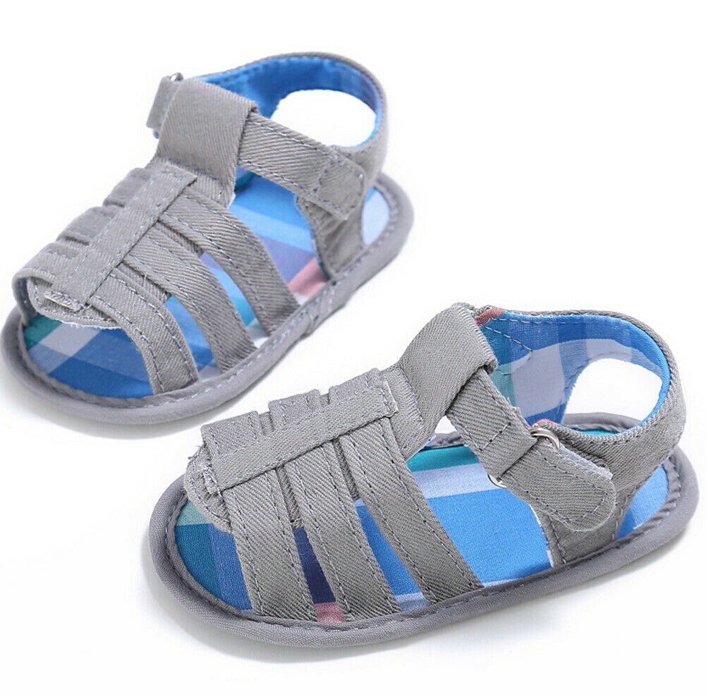 0-18M Baby Sandalen Jungen Mädchen Strand Schuhe Sommer Neugeborenen Baby Kleinkinder Hohl Sandalen Prewalker Weiche Sohle Krippe nette Schuhe: Grau / 7-12 Monate