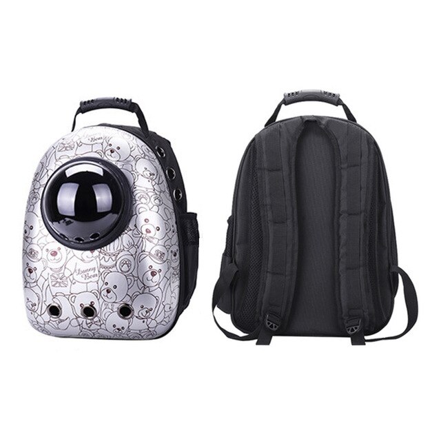 Katze Rucksack Fenster draussen Katze Träger Transparente Raum Katze Tasche Doppel Schulter Haustier Rucksack Für Welpen Hund Handtasche Katze Carring: Silber- Bär
