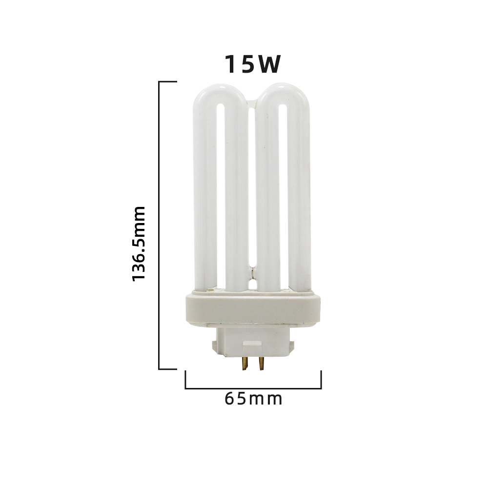 Fire nåle fluorescerende lysrør firkantede stifter øjenbeskyttelse lampe-rør 6500k energisparelampe 15w 27w g10q ac220v: 15w