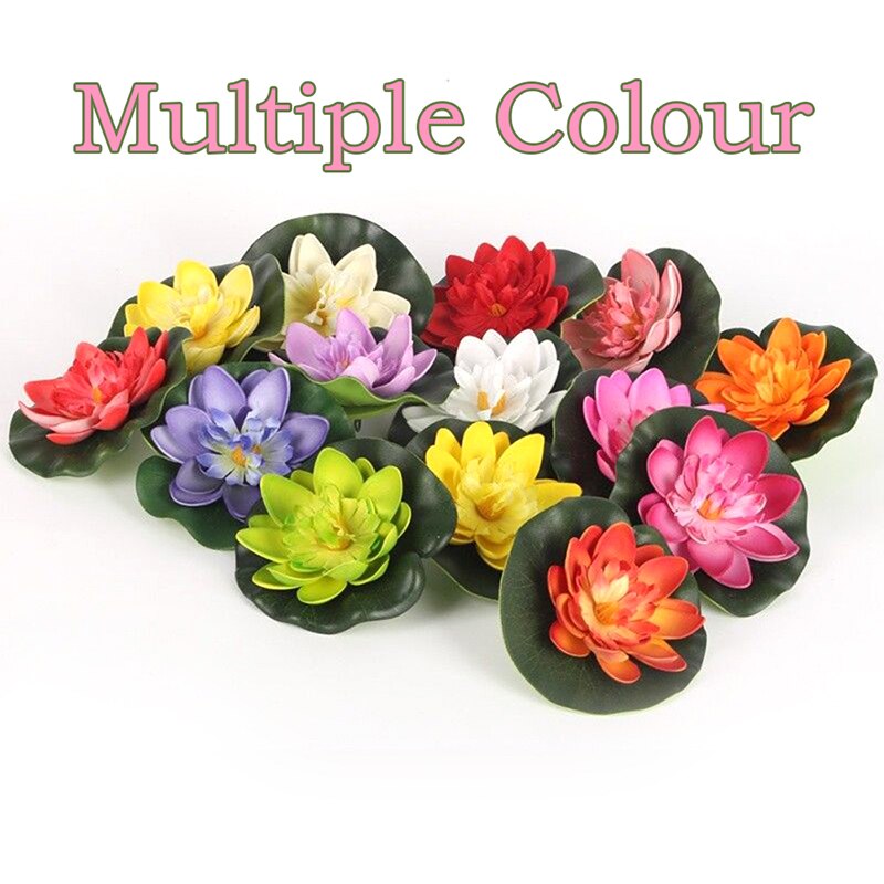 5 stuks kunstmatige lotus waterlelie drijvende bloemen vijver tank plant blad ornament 10cm thuis bruiloft tuin vijver zwembad decoratie