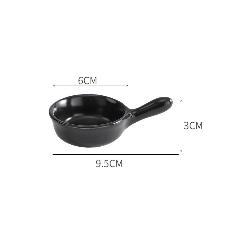 Cearmic Saus Schotel Japanse Saus Pot Kom Dompelen Plaat Kruiden Container Met Handvat Restaurant Kruiderij Kommen: Black