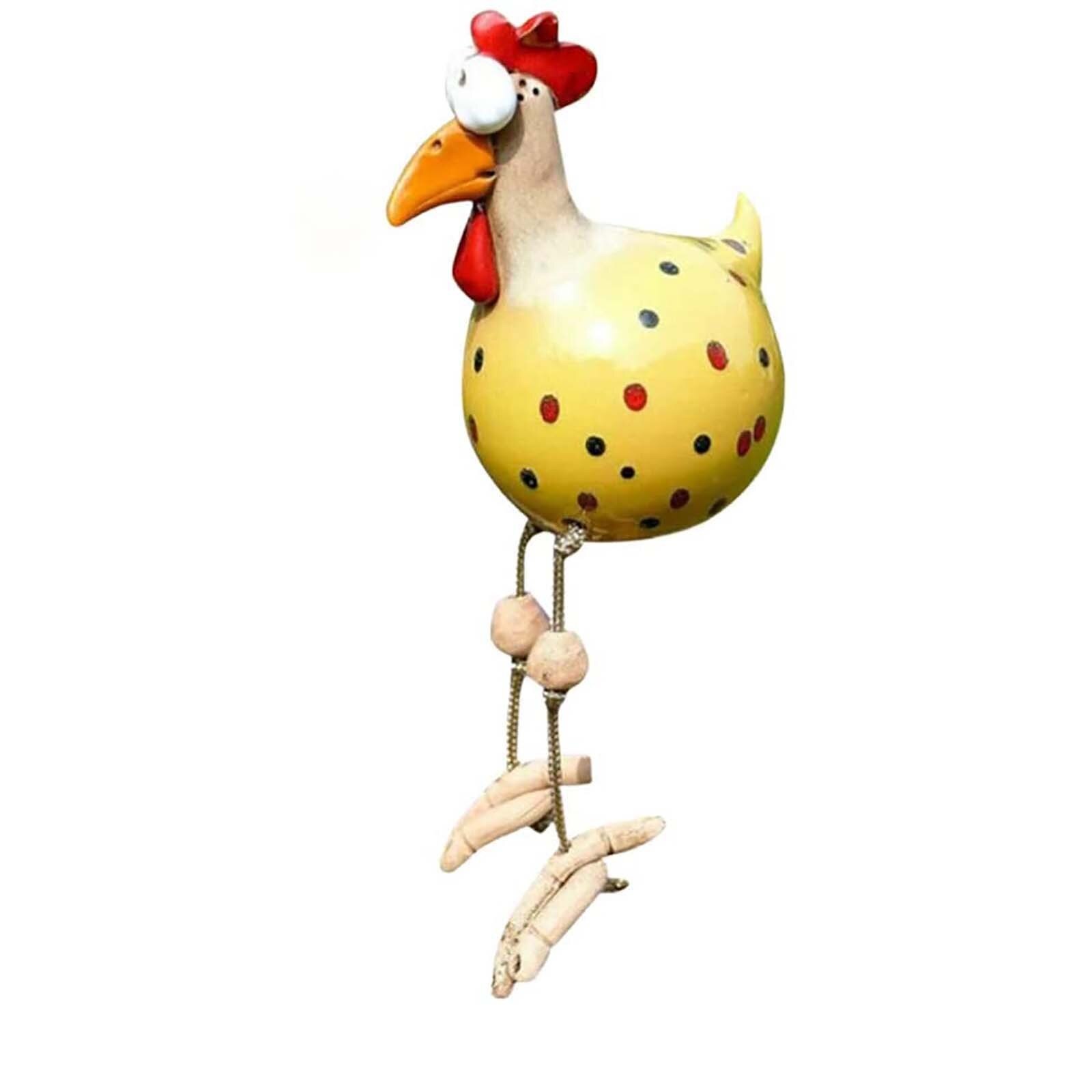 Ceramic Chicken Hilde Garden Decoration Animal Figure Garden Plug Pottery Figure Handcraft Ornament decoration de jardin Jardin: Yellow