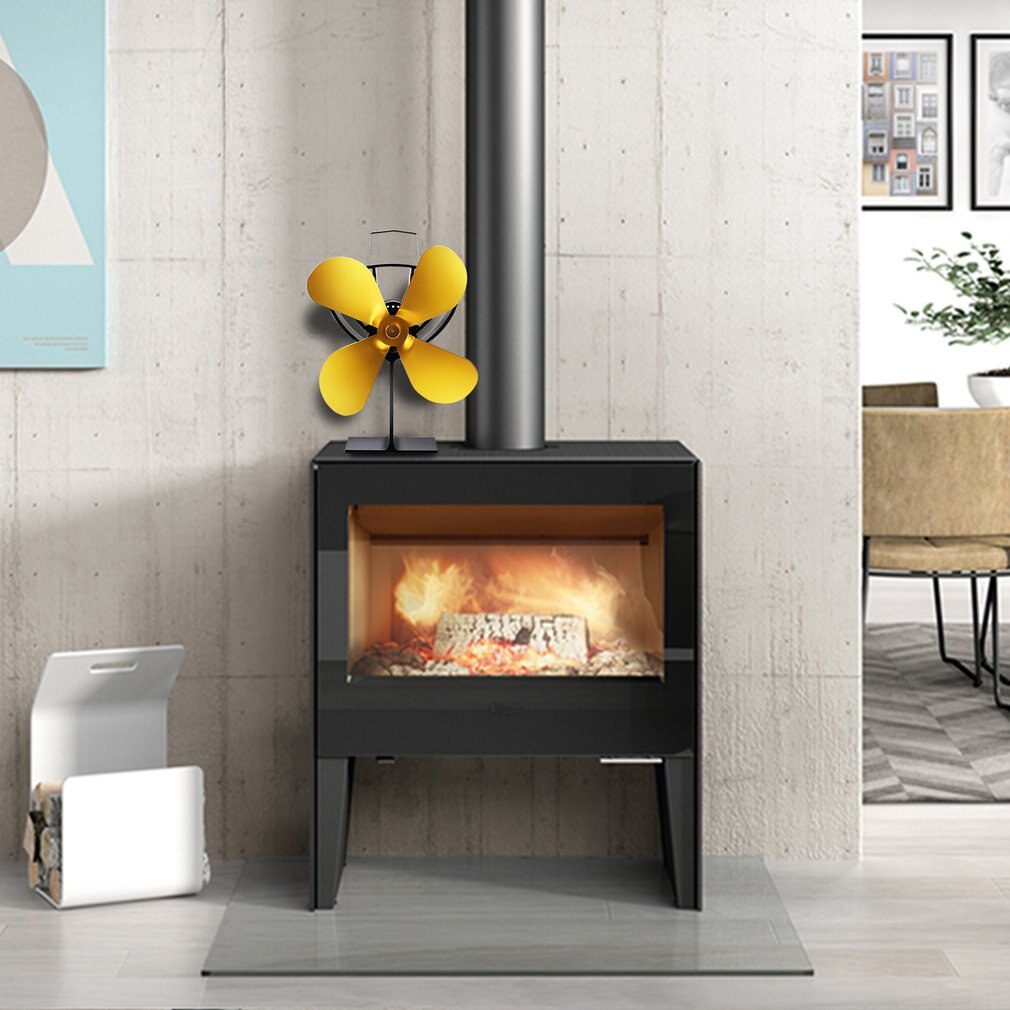 800C Thermal Power Fireplace Fan Heat Powered Wood Stove Fan for Wood Fireplace Eco Friendly Four-leaf Fans