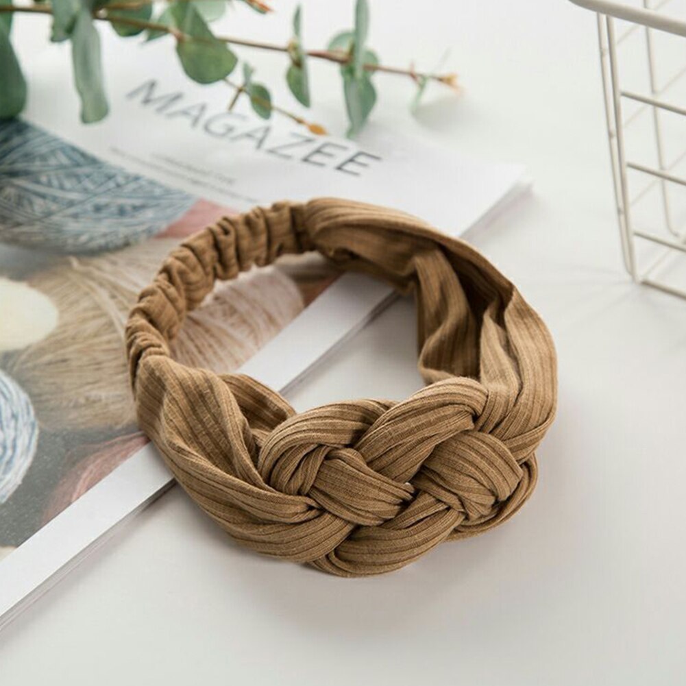 diadema para mujer estilo bohemio con nudo cruzado, diademas DIY, soporte para el pelo de de Color caramelo, accesorios de aro de pelo: Caqui
