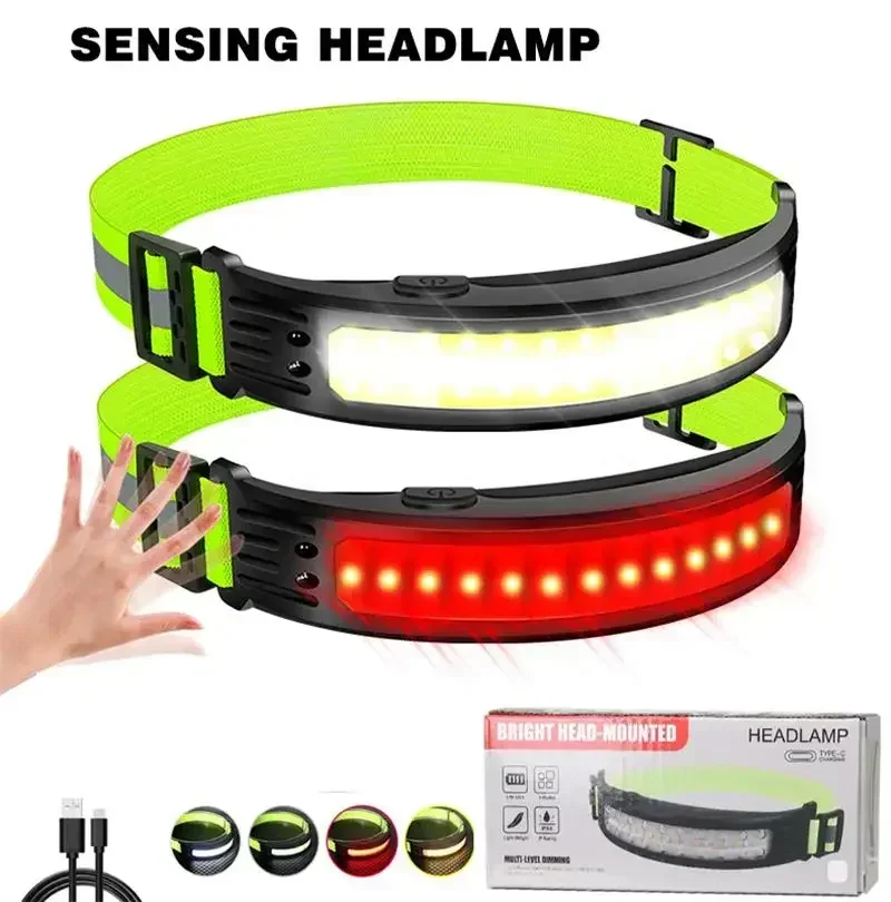 LED-koplamp USB oplaadbaar 6 verlichtingsmodi met ingebouwd batterijlicht voor buiten waterdichte camping vissen noodlamp