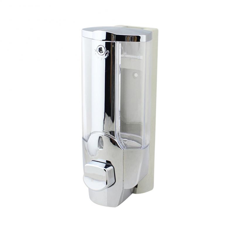 Wall Mount Hand Zeepdispenser Single-Head Handleiding Hand Vloeibare Shampoo Douchegel Dispenser Lotion Container: Single silver